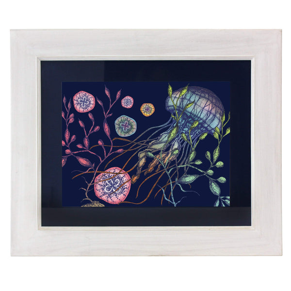 Canyons Reef Navy Art Print In Three Sizes - A4, A3 And A2 -Accessories- Cream Cornwall