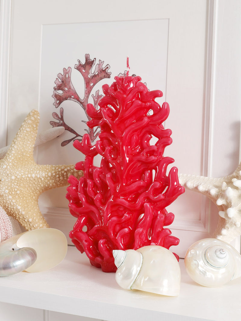 Magenta Coral Decorative Candle