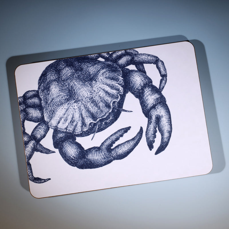 Blue and White Placemat with our Crab design