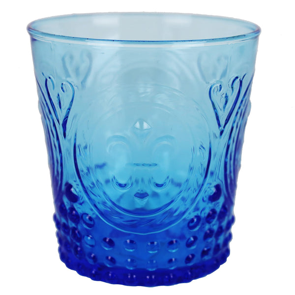 Close up of cobalt Fleur de Lys Tumbler