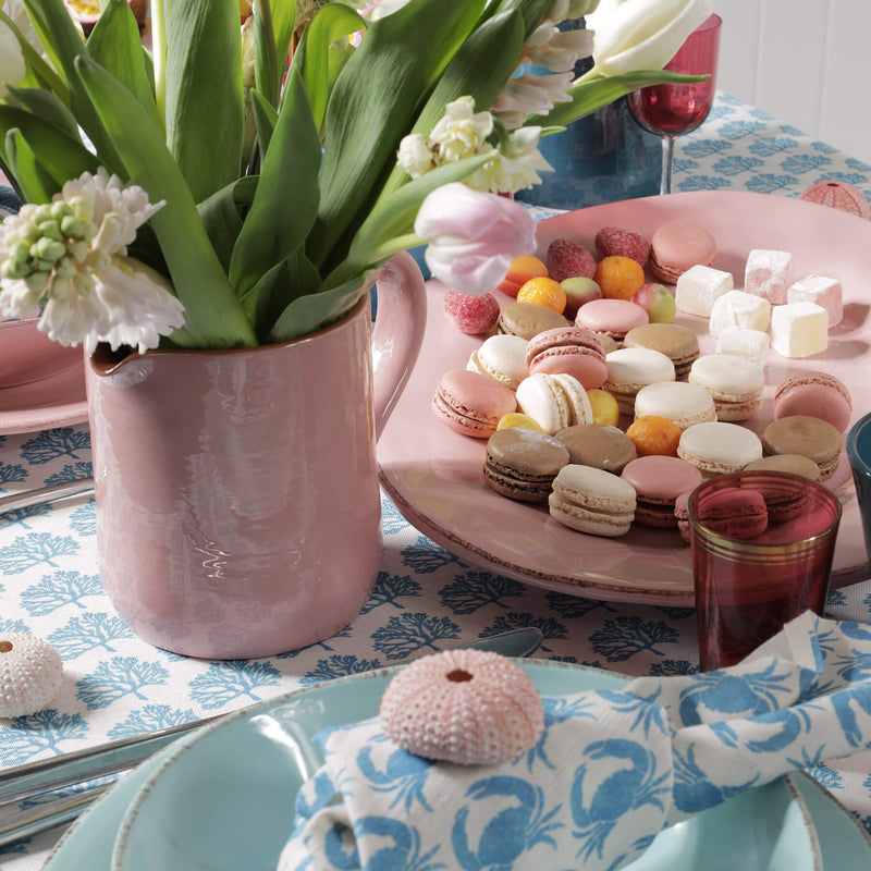 Lifestyle shot of blush pink ceramic jug-kitchen and dining-cream cornwall
