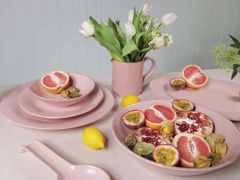 Lifestyle shot of blush pink ceramic jug-kitchen and dining-cream cornwall