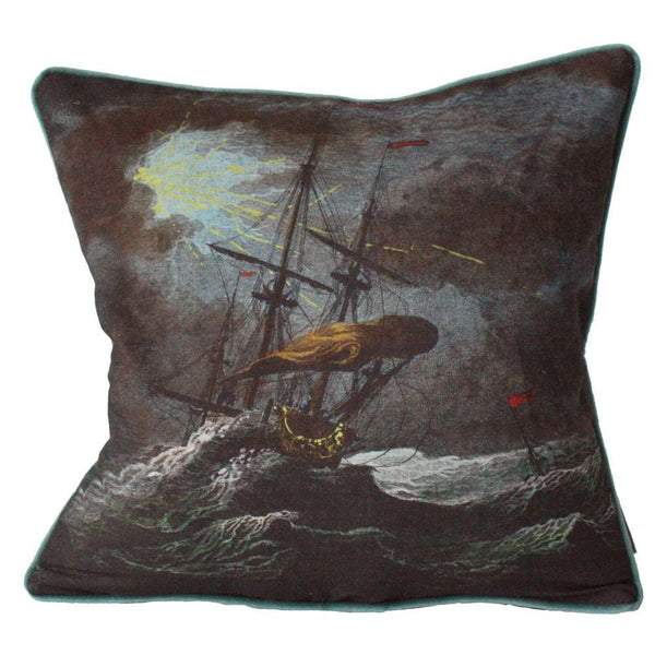 Shipwreck Night Cushion Square Cover -Homeware- Cream Cornwall