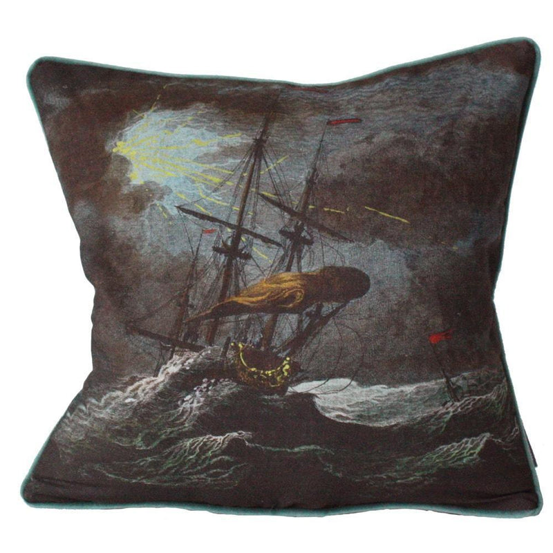 Shipwreck Night Cushion Square Cover -Homeware- Cream Cornwall