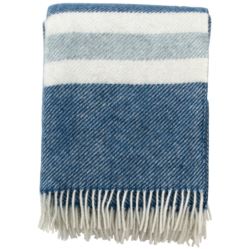 Gotland Stripe Petrol Blue Wool Throw