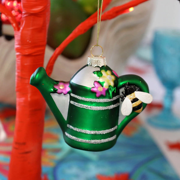 Green Watering Can Christmas Decoration -Accessories- Cream Cornwall