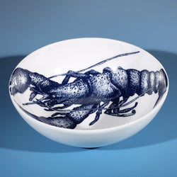 Bowl in Bone China in our Classic range in Navy and white in the Lobster design