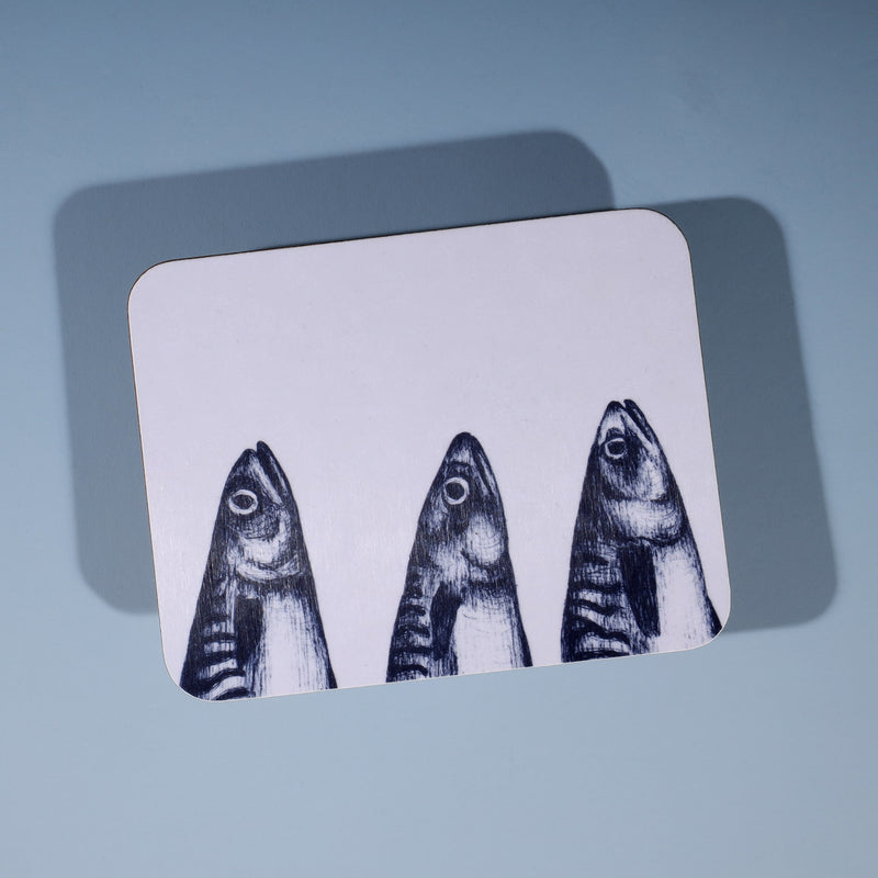 Blue And White Mackerel Heads Design Coaster