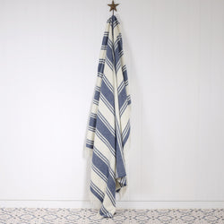 Merino Wool Blue and White Stripe Throw