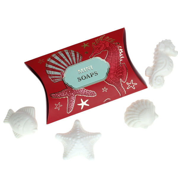 4 Mini Soaps In Gift Box-seahorse,shell,starfish and fish shaped soaps