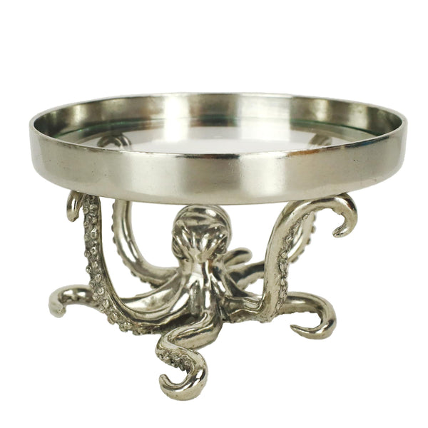Close up of large Pewter Candle Holder with Octopus Base-Homewares and accessories-Cream Cornwall