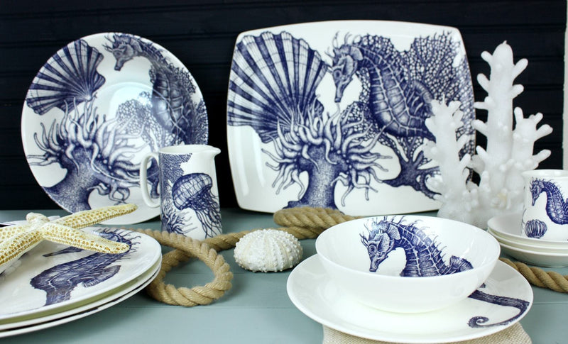 Bone China Seahorse Platter -Kitchen & Dining- Cream Cornwall