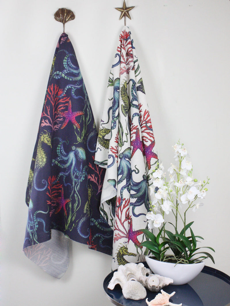 Rainbow Reef Organic Linen Fabric - Natural -Homeware- Cream Cornwall