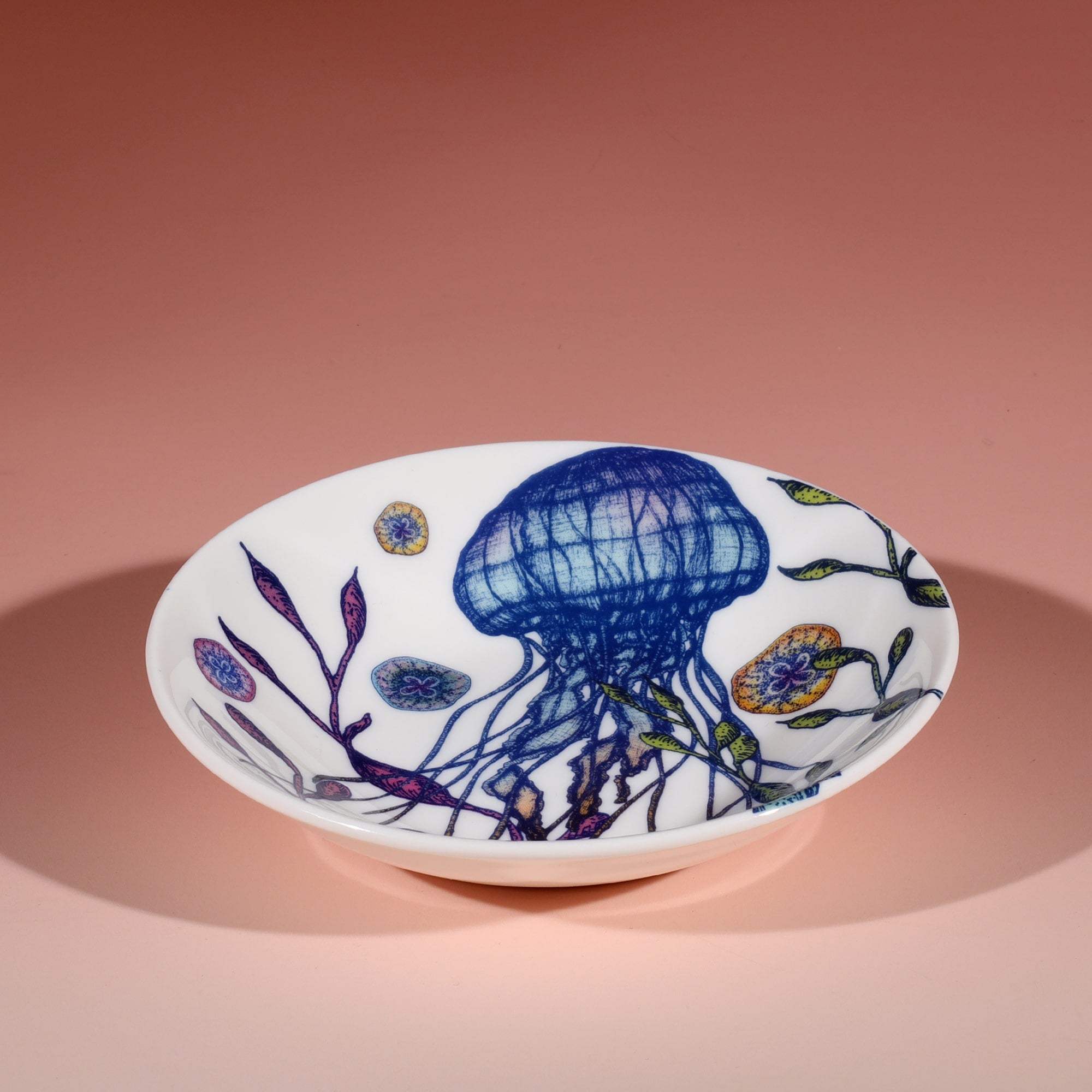 Nibbles bowl in Bone China in our colourful Reef range in the Jellyfish design