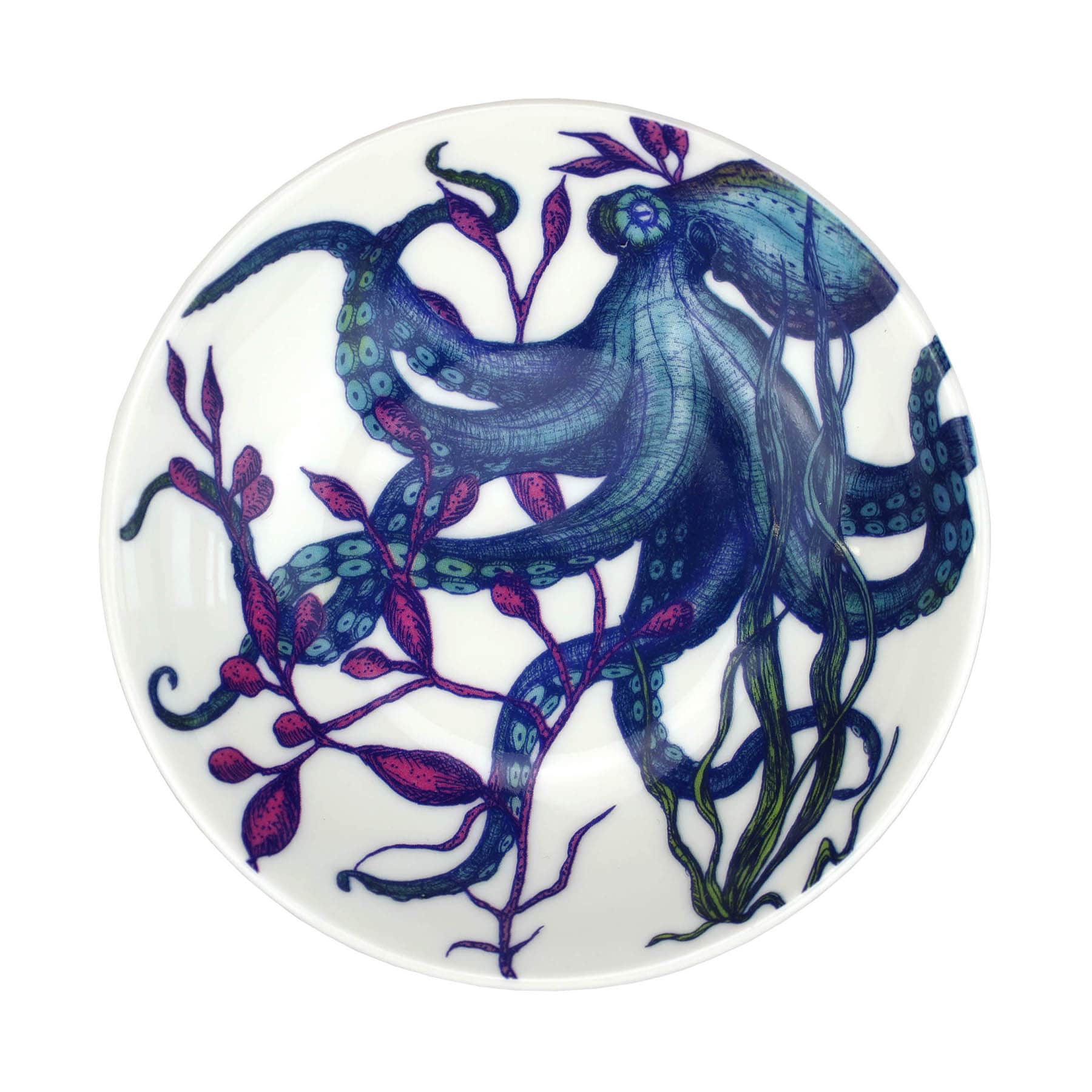 Nibbles bowl in Bone China in our colourful Reef range in the Octopus design