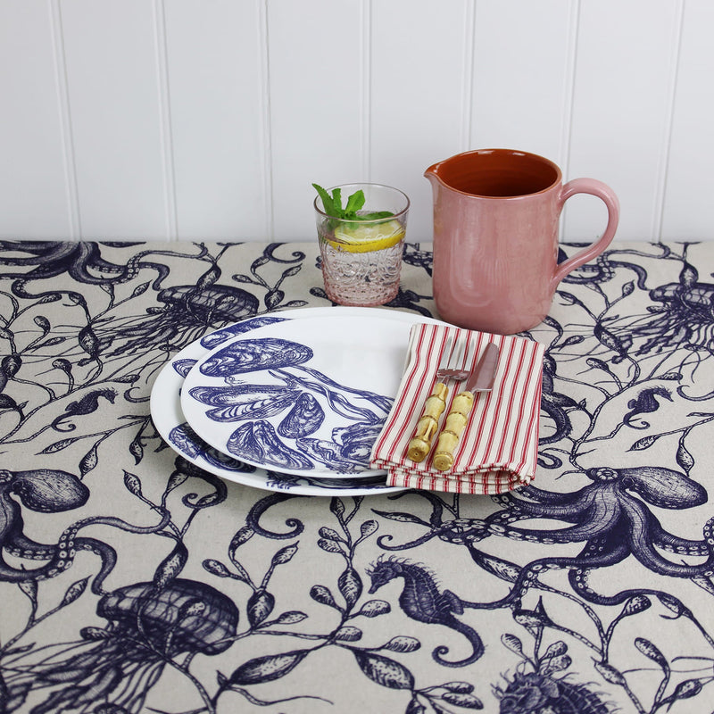 Lifestyle shot of Sea Creatures and Seaweed Fabric- Homewares-Cream Cornwall