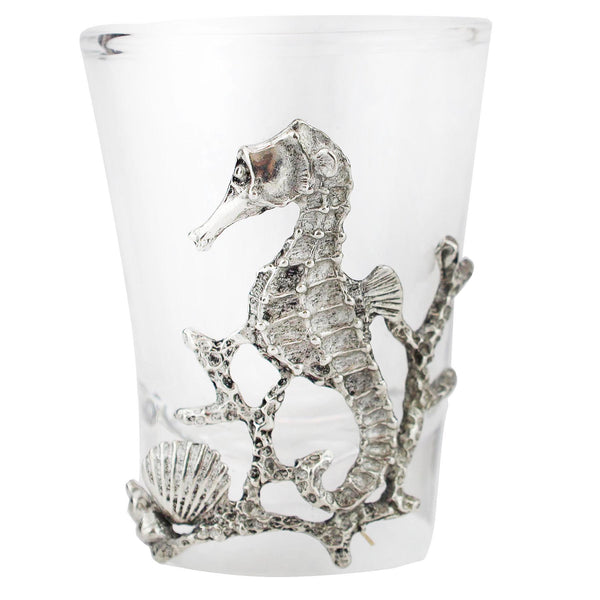Close up shot of Pewter Seahorse Shot Glass -Kitchen & Dining- Cream Cornwall