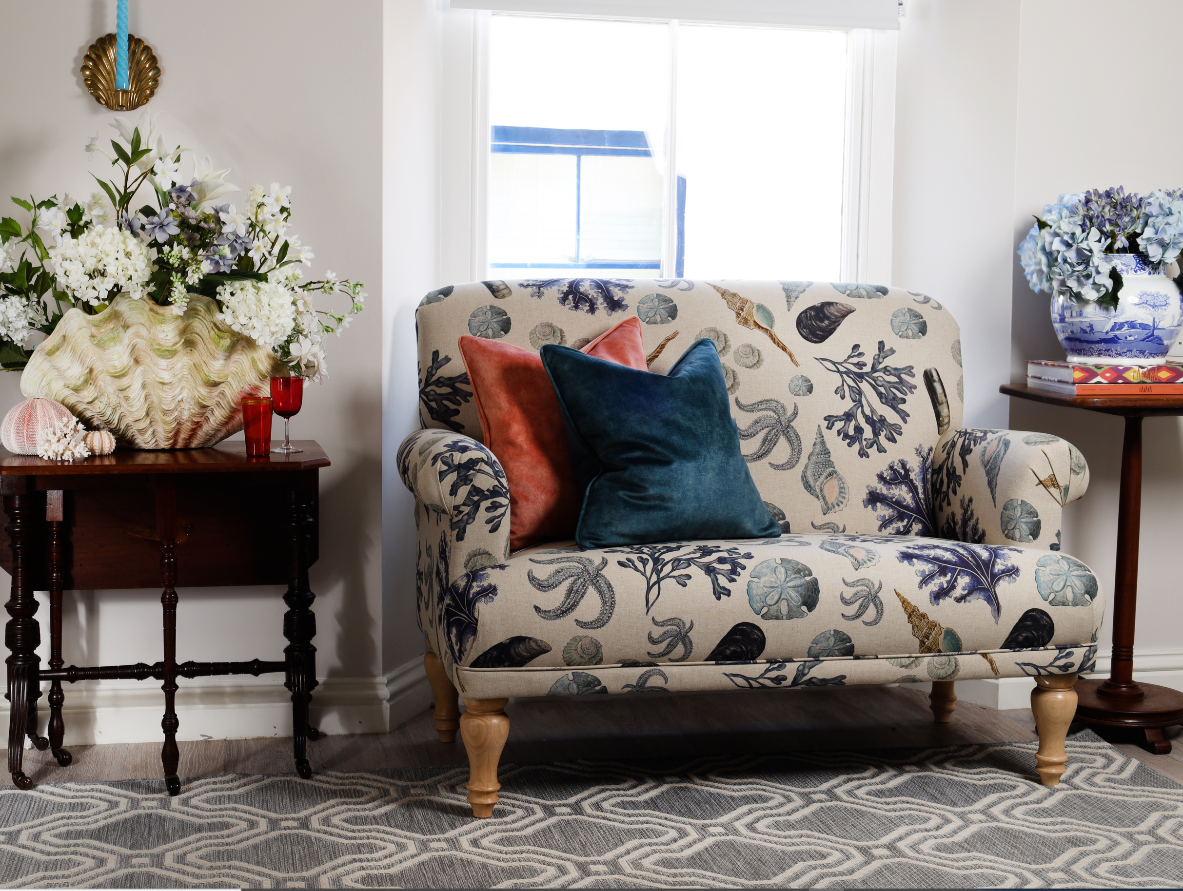 Luxury & unique Rockpool coastal design sofa- home furniture - living room-Cream Cornwall