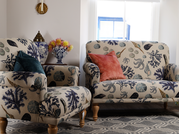 Luxury & unique Rockpool natural Linen coastal design armchair- home furniture - living room-Cream Cornwall