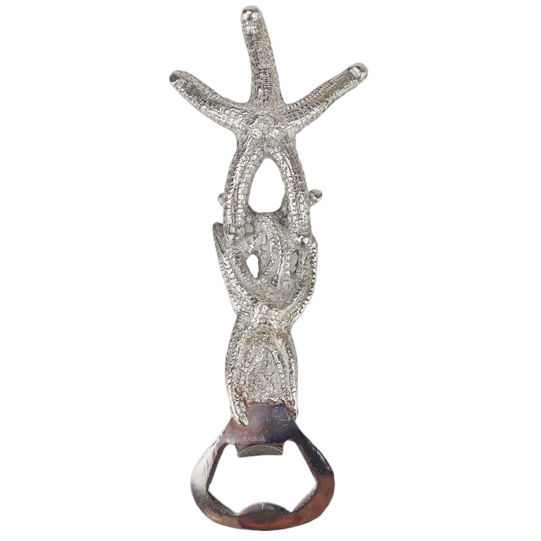 Close up of Pewter Starfish Bottle Opener 