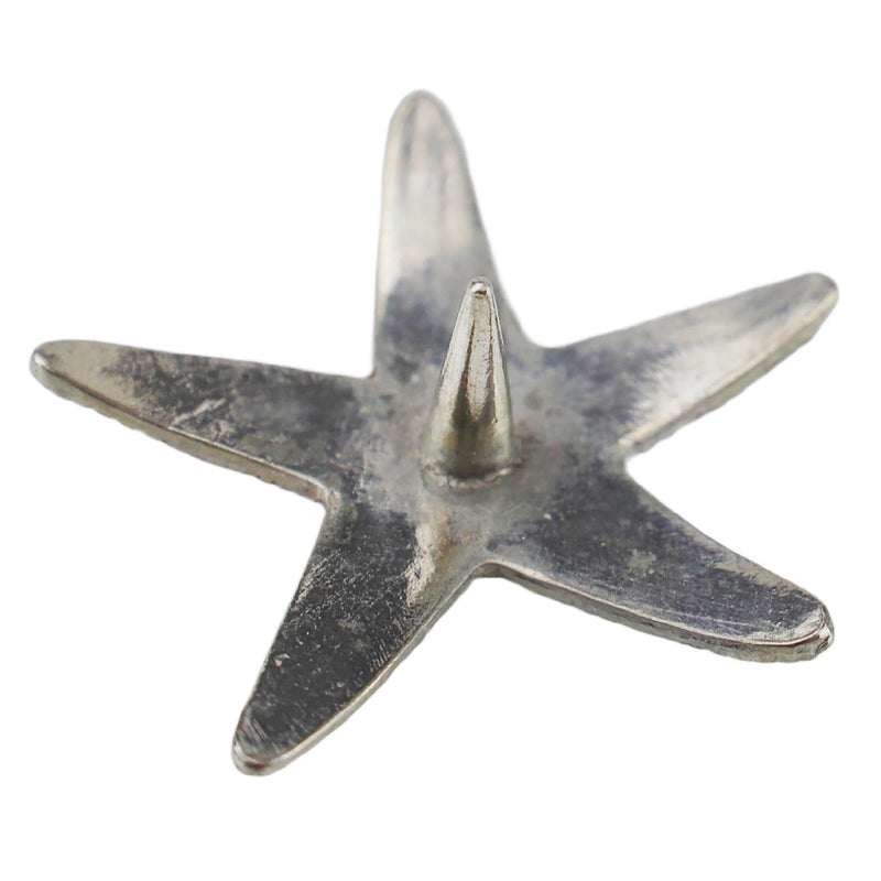 Pewter Starfish Candle Pin showing reverse and how the pin sticks out so it can be pushed into a candle