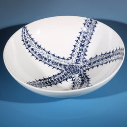 Pasta bowl in Bone China in our Classic range in Navy and white in the Starfish design
