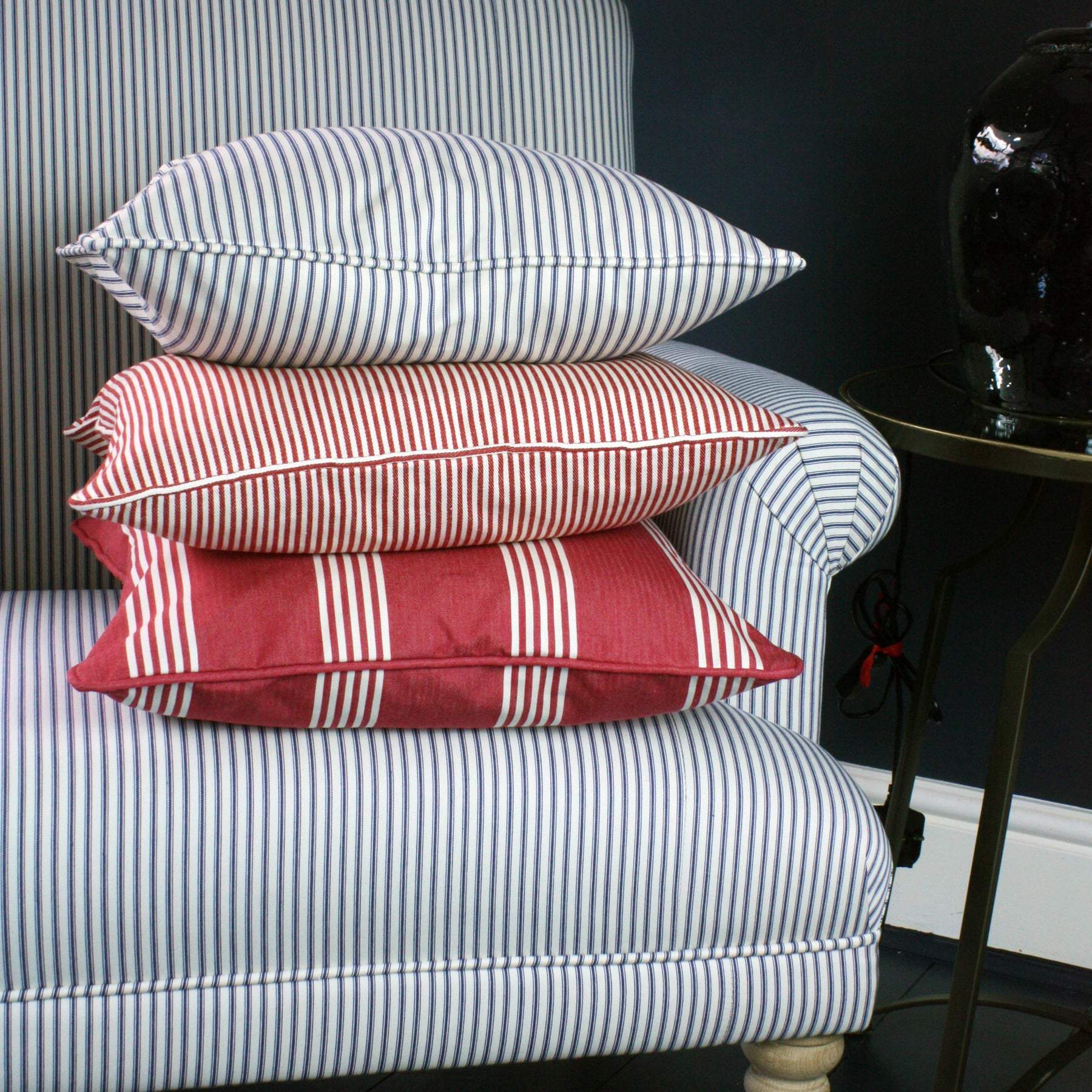 Marlborough Stripe Cushion Cover -Homeware- Cream Cornwall